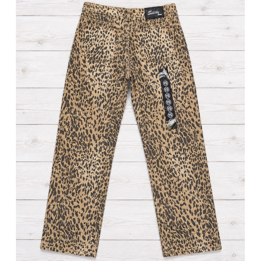 Sizzle Jeans Leopard Print Straight Leg Animal Print Straight Leg Indie Size 15